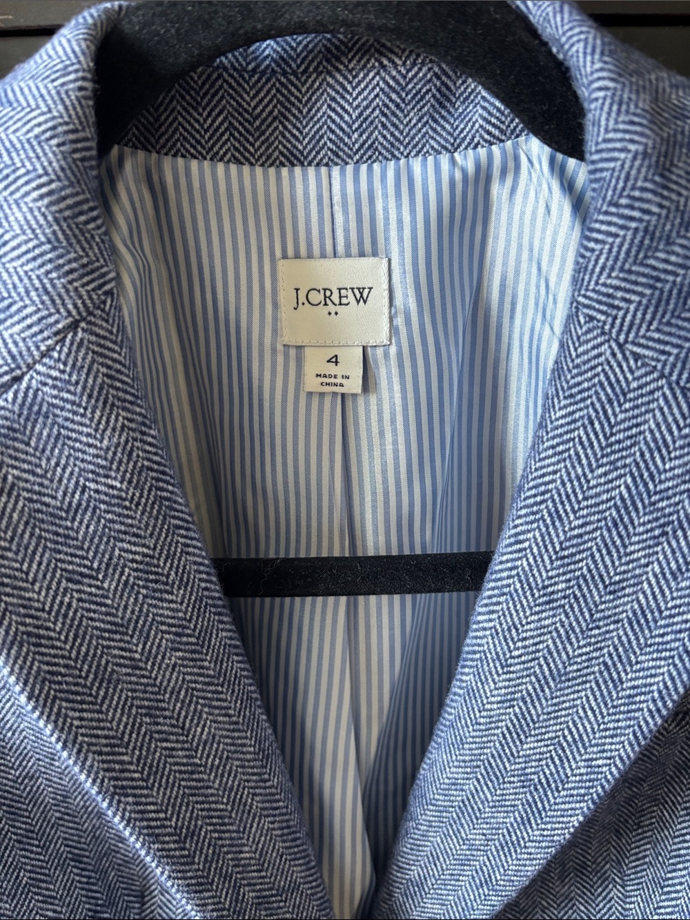 J. Crew Blue Herringbone Wool-Blend Blazer with Gold Buttons - Picture 2 of 5